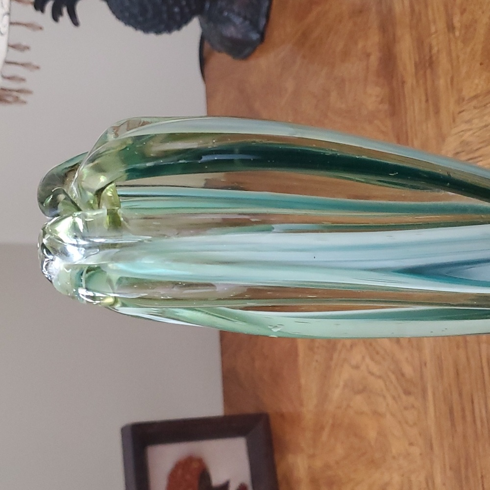 MCM Art Glass Stretch Vase 💙 - Picture 2 of 9